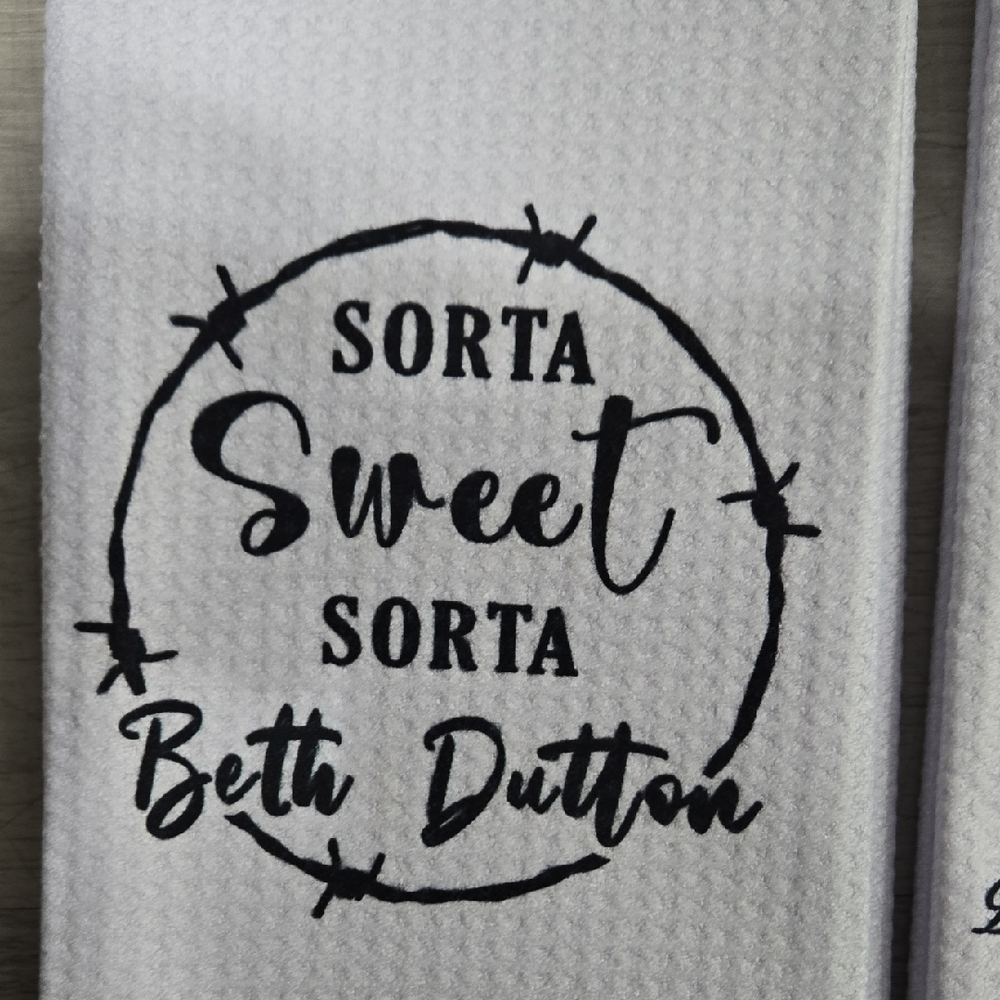 Personalized Beth Dutton White Kitchen Towels - Set of 2 - Picture 5 of 7